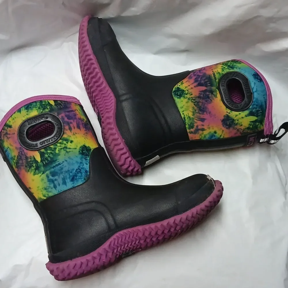 Muds Noble Outfitters Kids' Black and Purple Rain & Snow Boots Youth Size 2